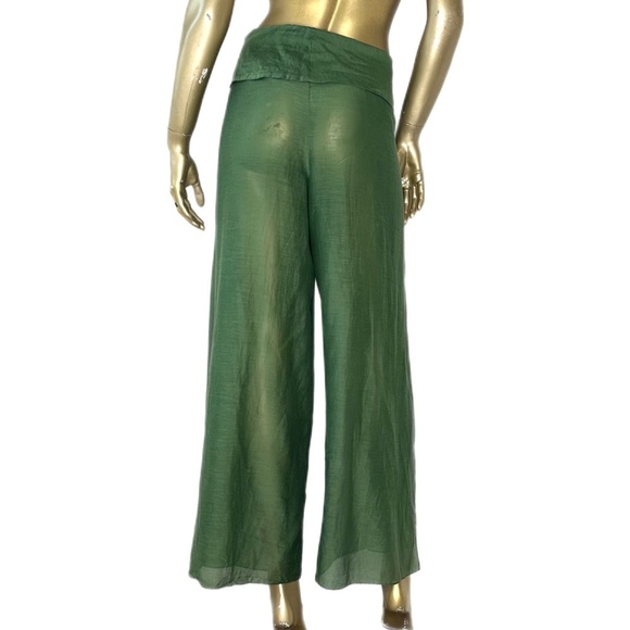 AMIR SLAMA 100% VISCOSE SHEER PALAZZO PANTS SZ M made in Brazil - Picture 3 of 8